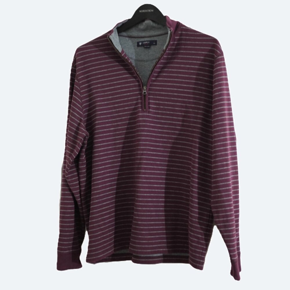 COPY - Cremieux classic cotton stripe Longsleeve Pullover 1/4 zip size L Made i…